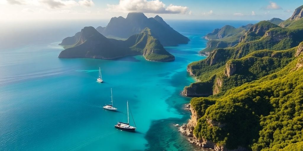 Vue pittoresque des îles Australes avec des eaux turquoise.