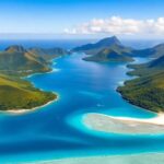 Aerial view of Raivavae and Rimatara islands.