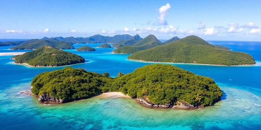 Vue pittoresque des îles Tubuai et Rimatara.