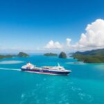 Tuhaa Pae freighter cruising through tropical waters.