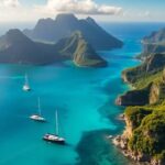 Malersicher Blick auf die Australinseln mit türkisfarbenem Wasser.