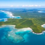 Aerial view of Tubuai and Rimatara islands.