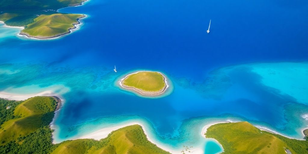 Aerial view of Raivavae and Rapa islands.