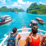 Backpackers enjoying the Tuhaa Pae Freighter Cruise.