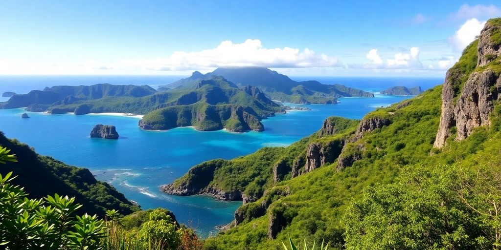 Üppige Landschaften der Inseln Tubuai, Rurutu und Raivavae.