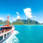 Freighter cruise in turquoise waters of French Polynesia.